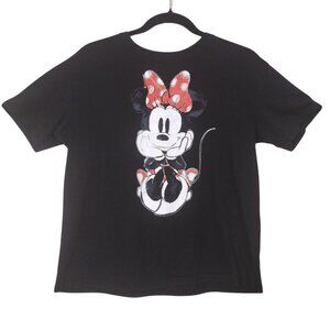 Disney Minnie Mouse Women's Graphic T-Shirt Black & White Logo Size S Tr…